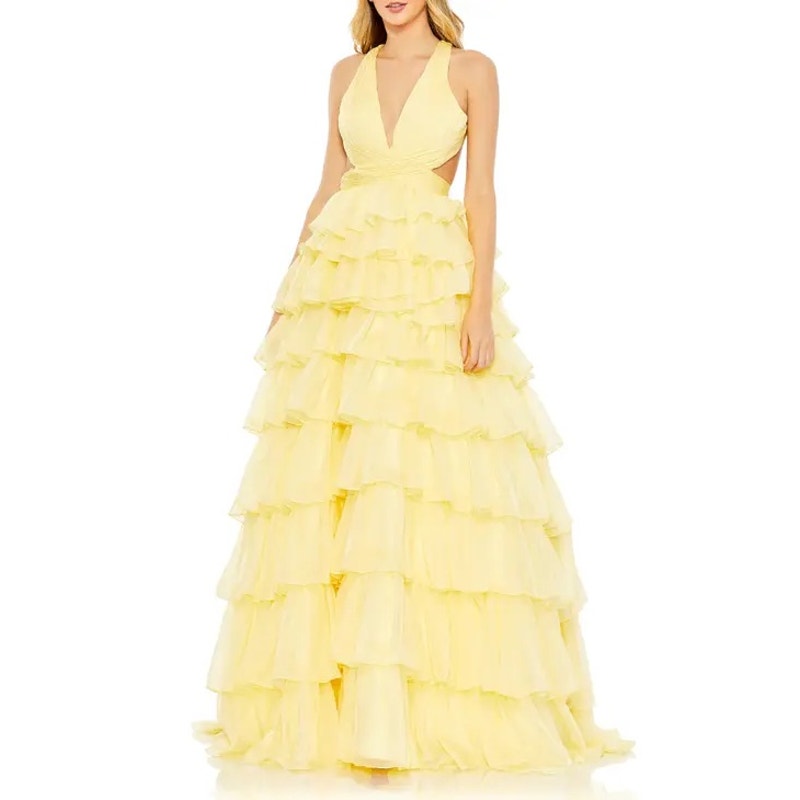 Mac Duggal | Layered Cut-Out Maxi Dress