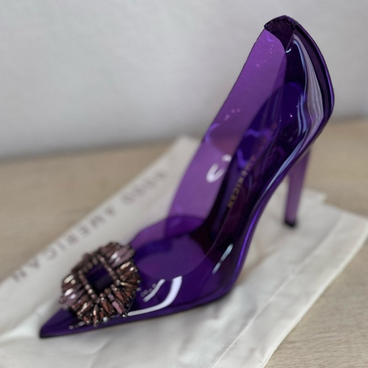 NWT Good American Cinder-F*cking Rella Jeweled Pumps Purple US 4 Party Cocktail
