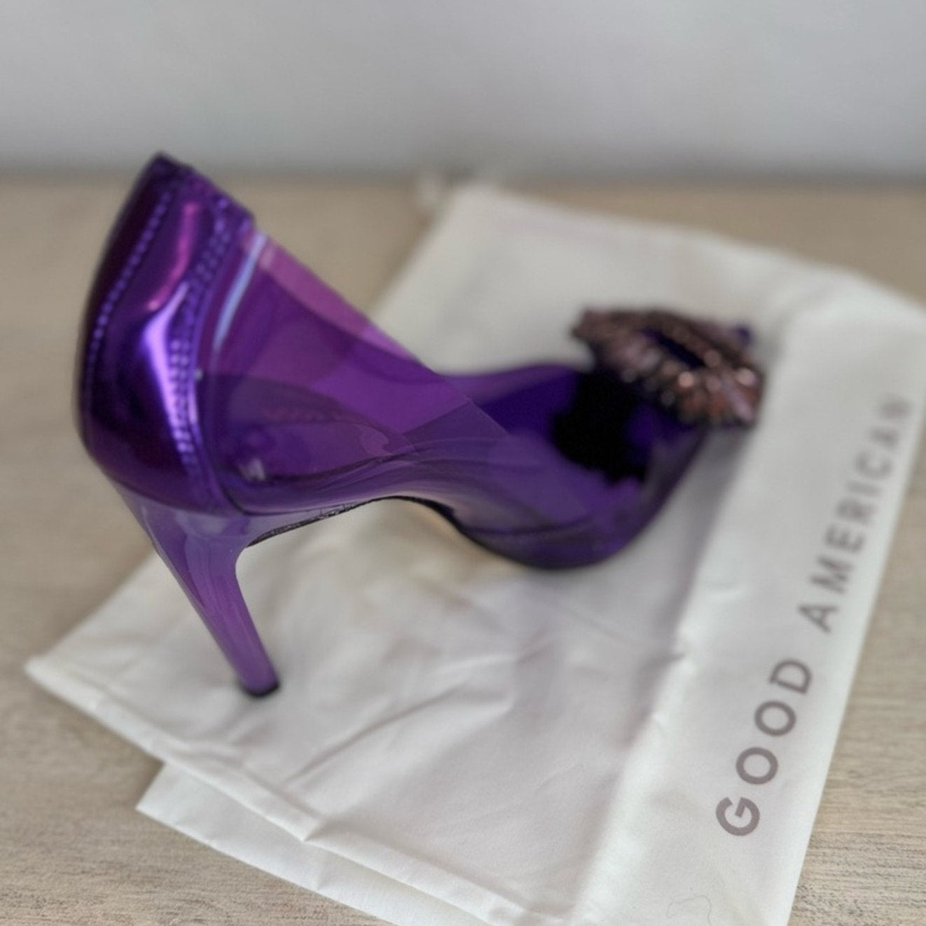NWT Good American Cinder-F*cking Rella Jeweled Pumps Purple US 4 Party Cocktail