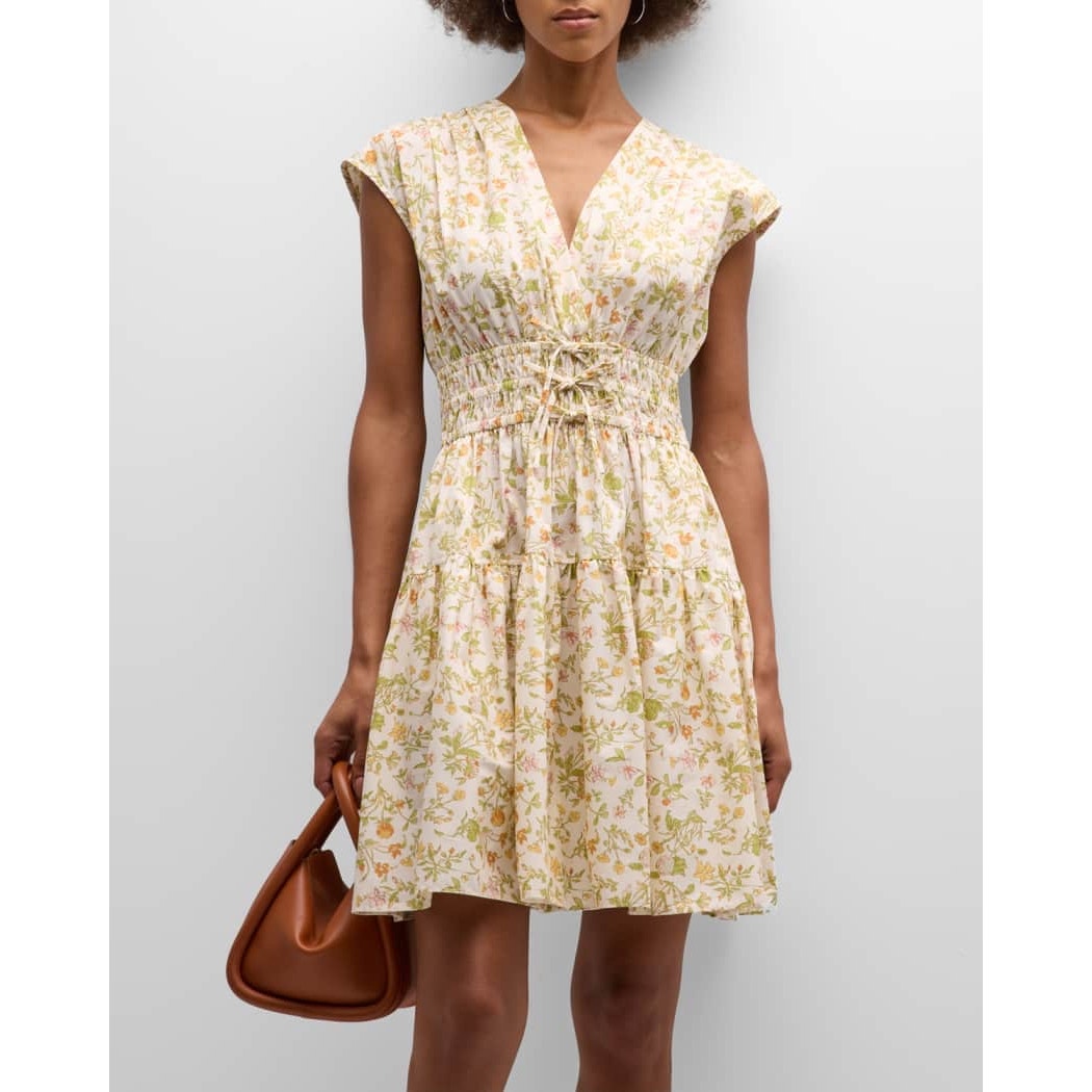NWT Derek Lam 10 Crosby Tora Floral Fit & Flare Mini Dress Cream Womens 20 Boho
