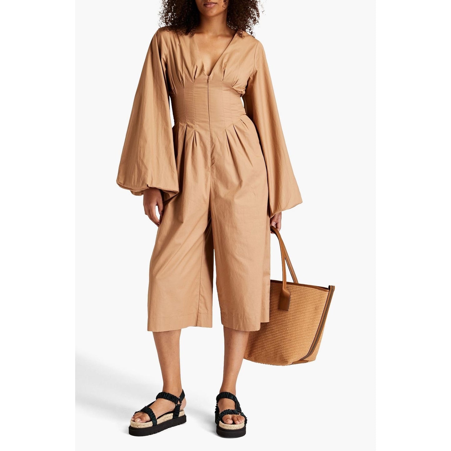 Andrea Iyamah | Nia pleated cotton-poplin jumpsuit