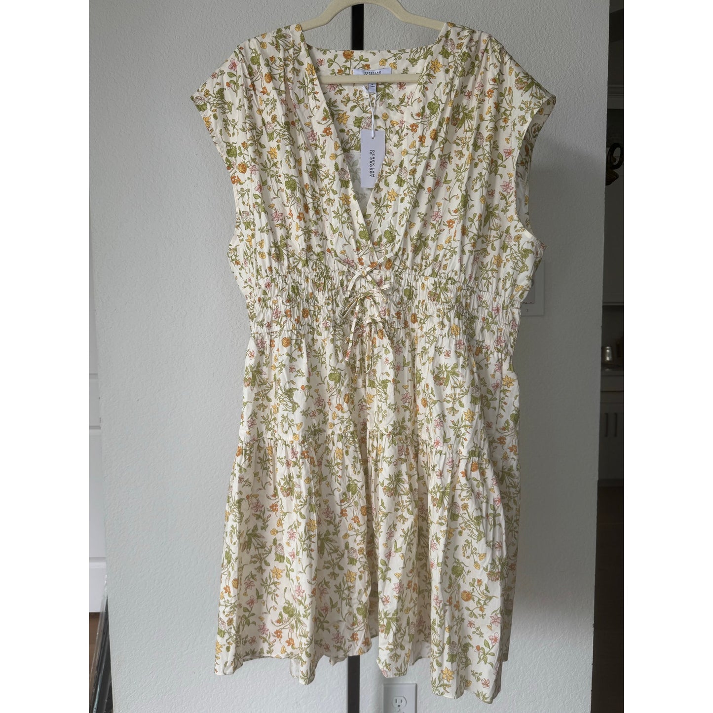 NWT Derek Lam 10 Crosby Tora Floral Fit & Flare Mini Dress Cream Womens 20 Boho