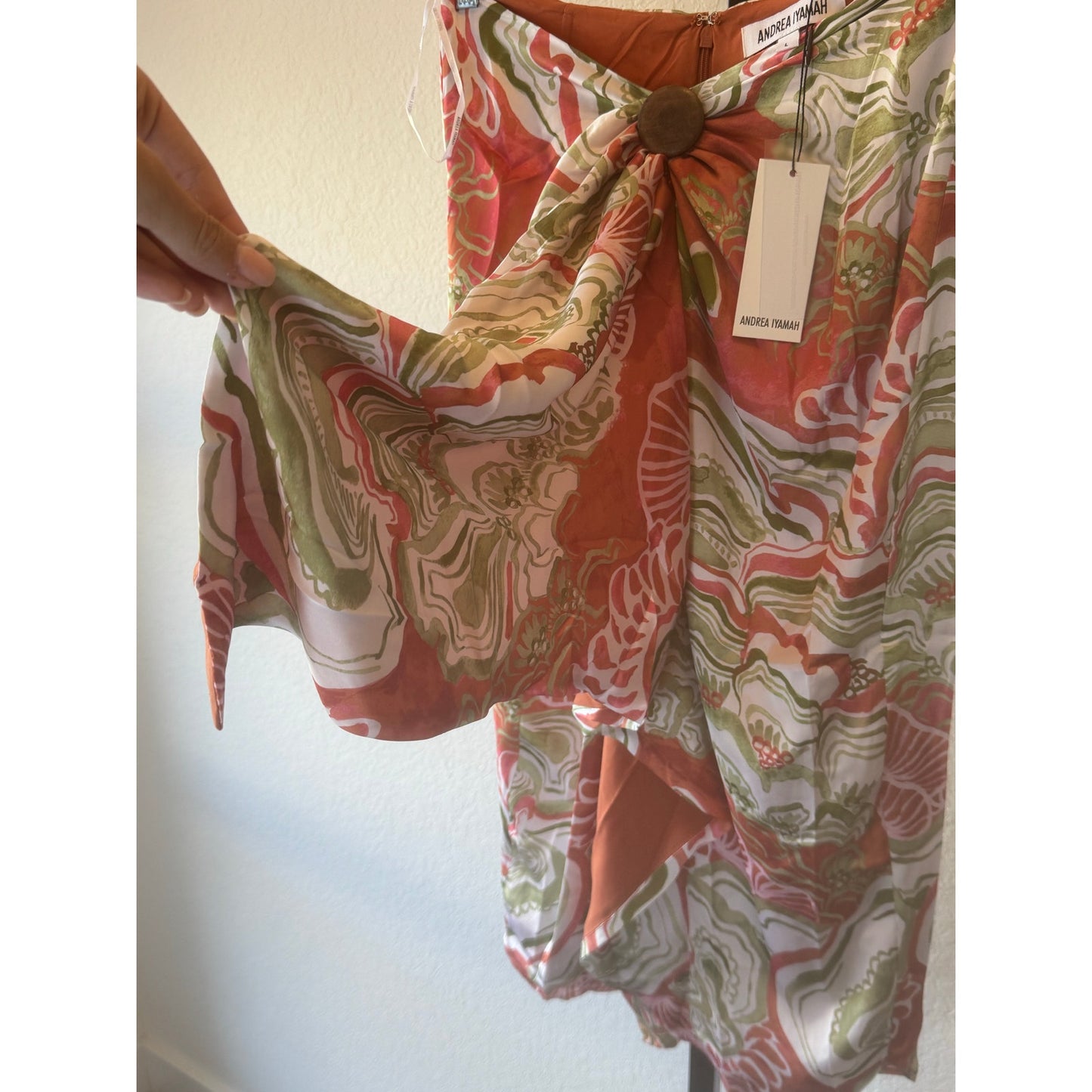 Andrea Iyamah | Behati Satin Draped Midi Skirt