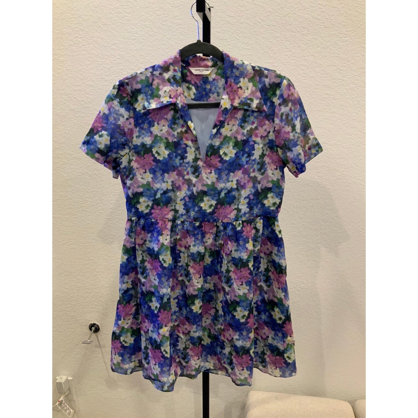 Amanda Uprichard Althea Floral Shirt Mini Dress Imogen Women's S Party Cocktail