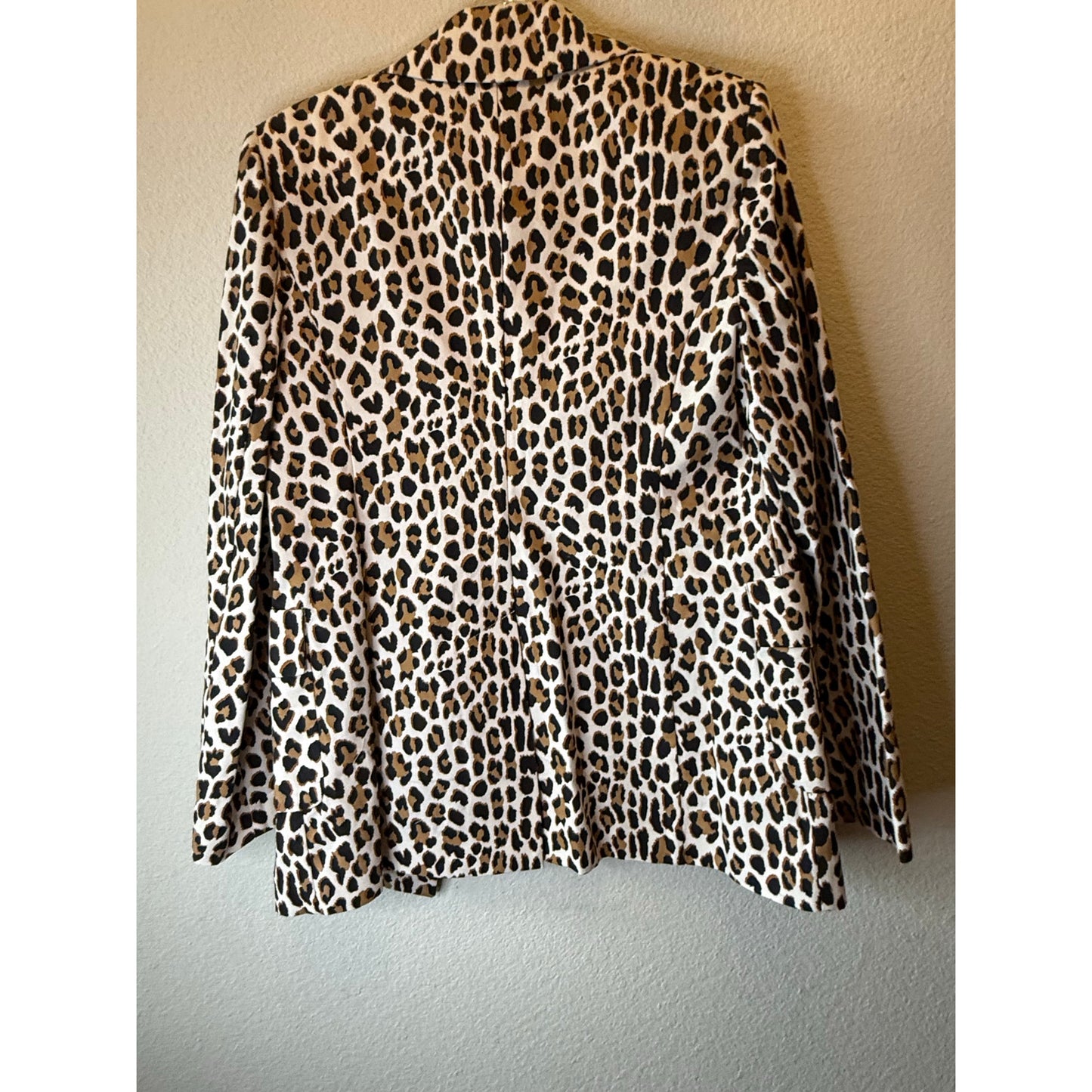 Blumarine Leopard Print Long Sleeve Single Breasted Blazer Ivory Women's 46 / XS