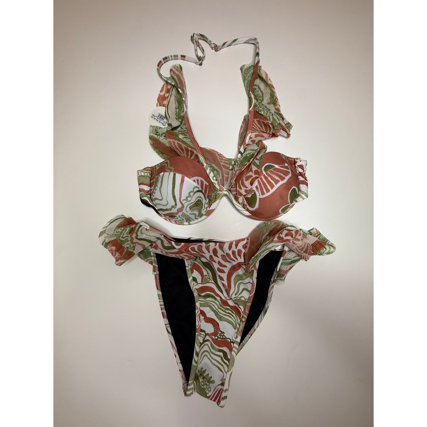 Andrea Iyamah Salama Bikini Top & Bikini Bottom Set Abstract Mushroom Print L
