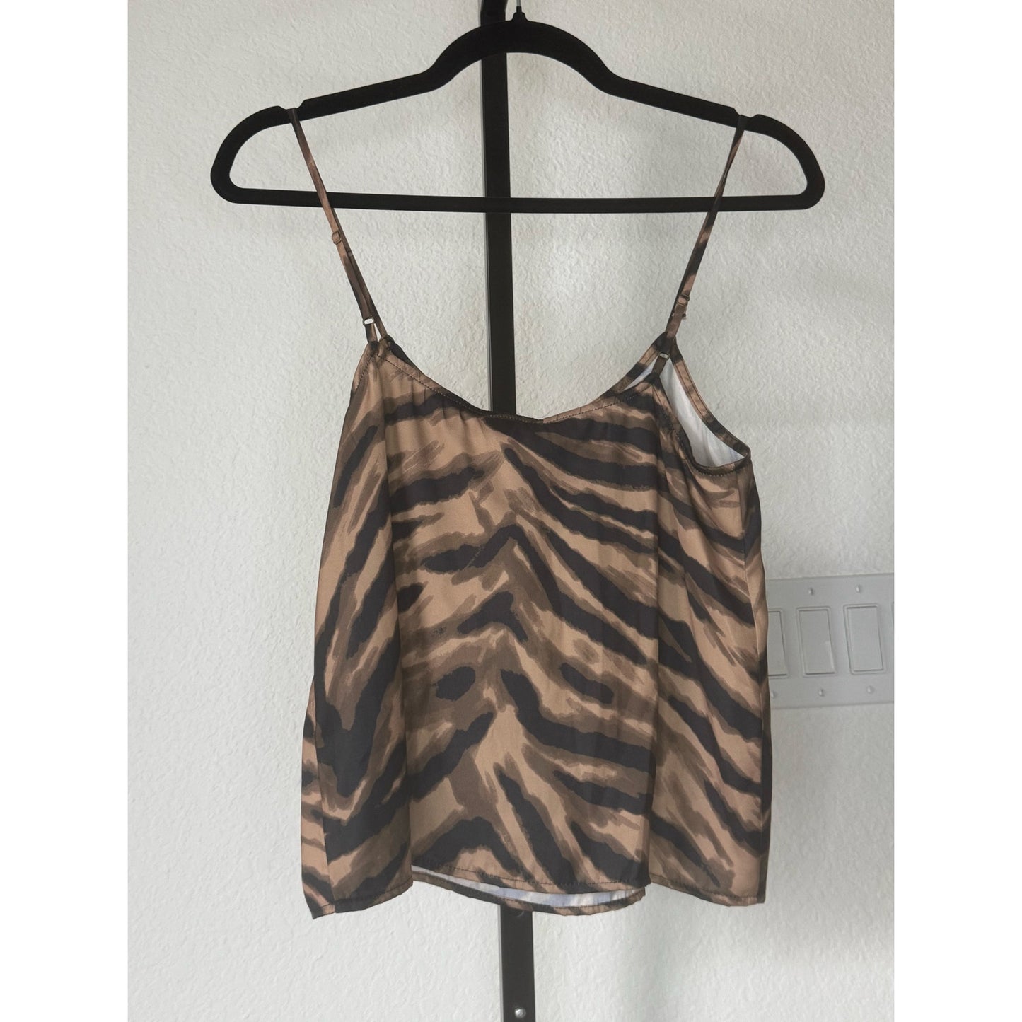 NWT Félicité Tiger Print Long Sleeve Shirt, Cami Tank and Pant Set Brown/Black 1