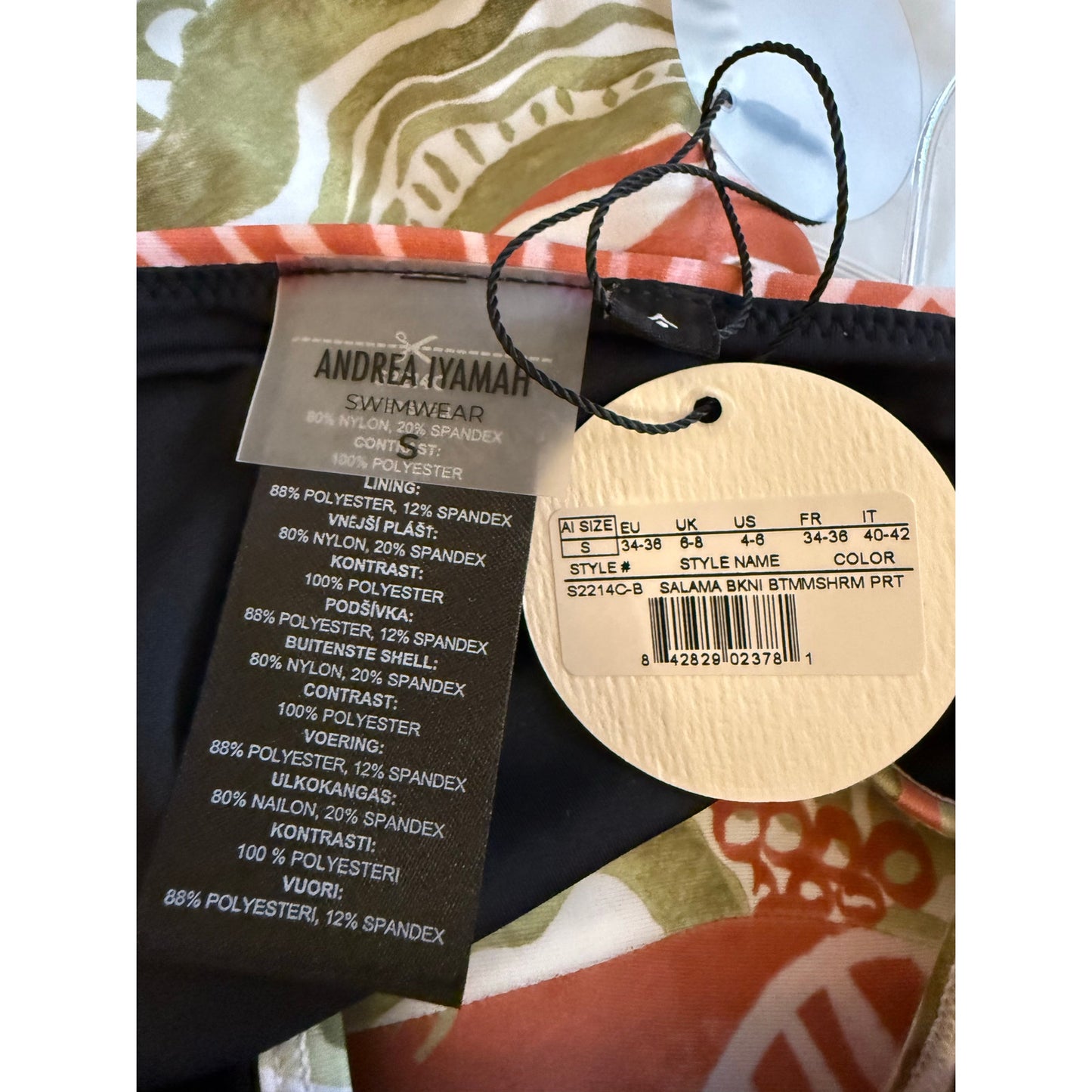 NWT Andrea Iyamah Salama Bikini Bottom Abstract Mushroom Print Women's S Swim