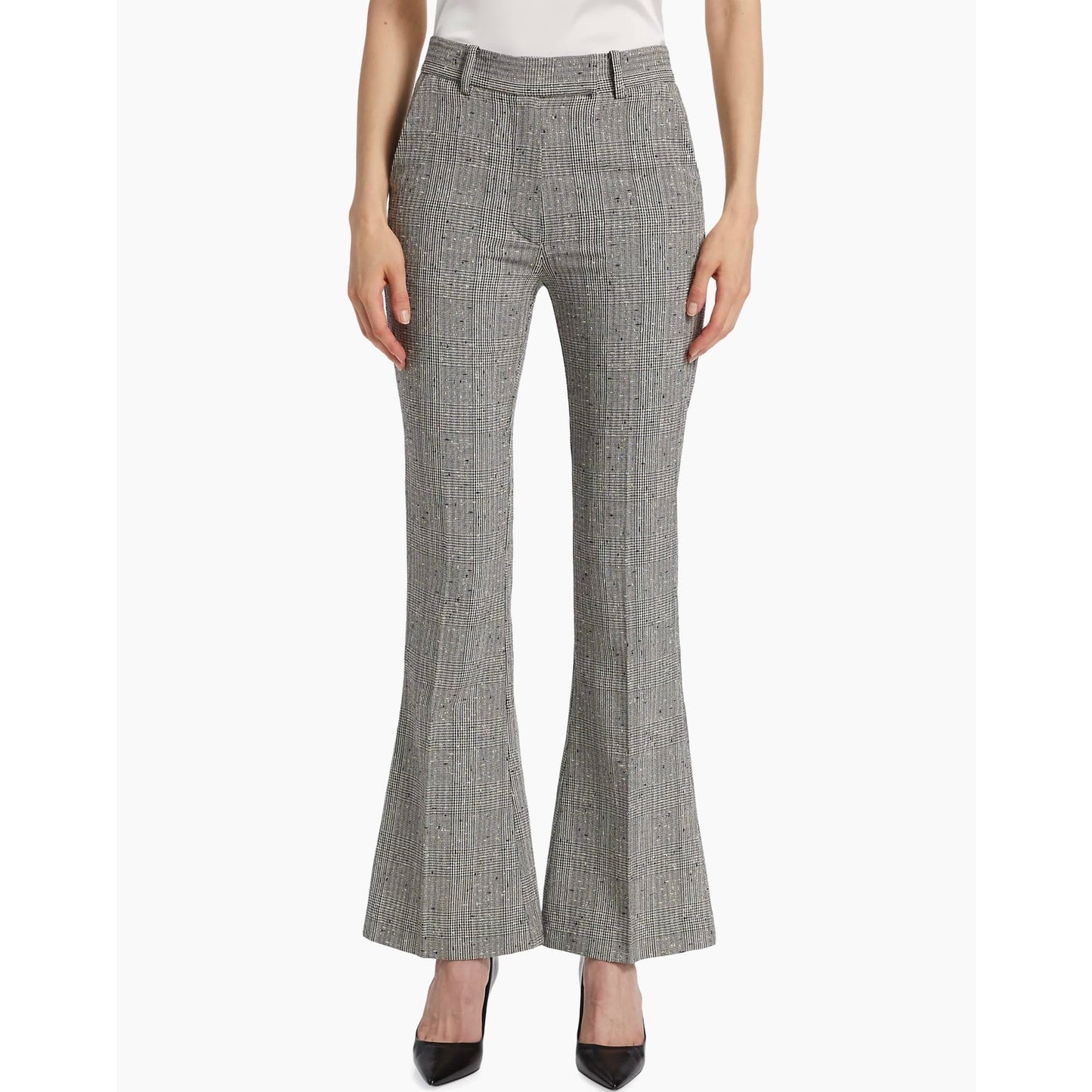 NWT Generation Love Presley Plaid Bootcut Pants Gray Black Womens US 8/10 Office