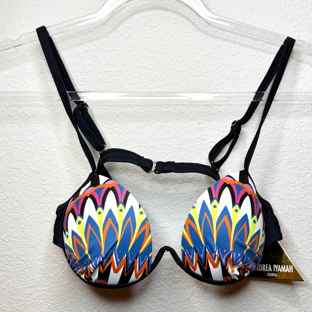 NWT Andrea Iyamah Tribal Print Underwired Bikini Top Multicolor Women's XS Swim
