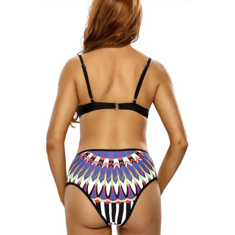 NWT Andrea Iyamah Tribal Print Underwired Bikini Top Multicolor Women's L Swim